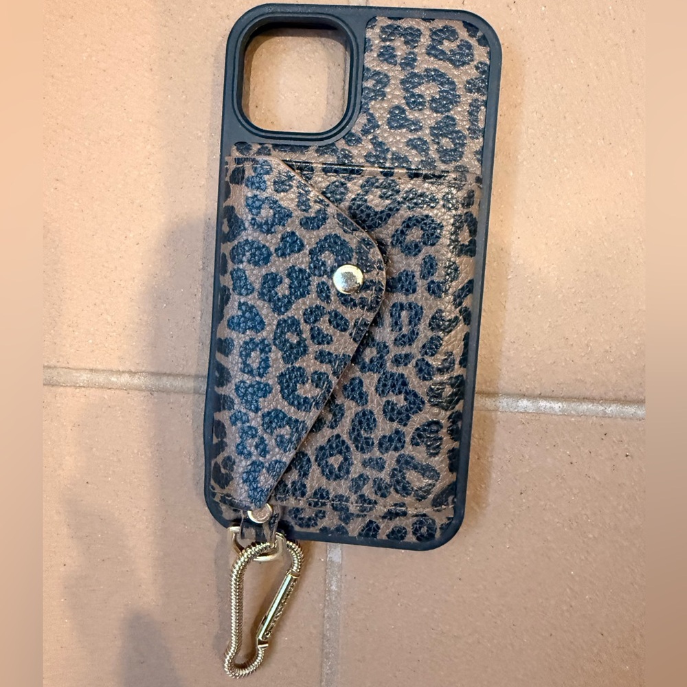 Bandolier Leopard Pattern iPhone 13 Case with Card Slot and Clip